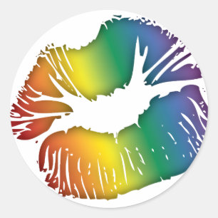 Rainbow Lips 3 Classic Round Sticker