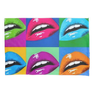 Rainbow Lips Art Nouveau Pop Style Pillowcase