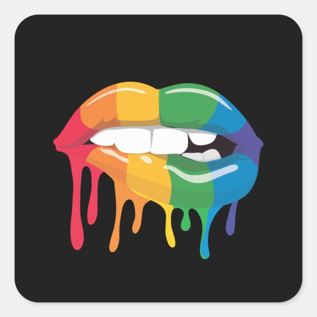 Rainbow lips best gift square sticker (Front)