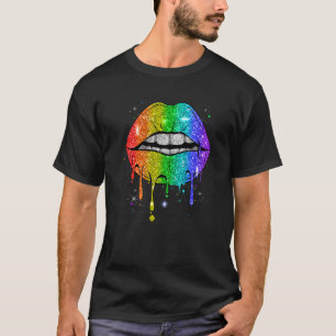 Rainbow Lips Lgbtq Gay Lesbian Pride Month Women G T-Shirt