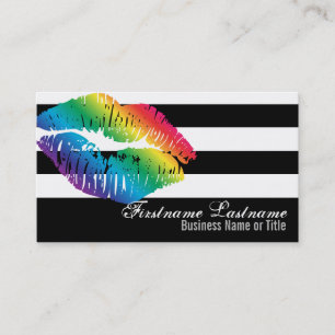 Rainbow Lips on Black & White Custom Bizcards Business Card