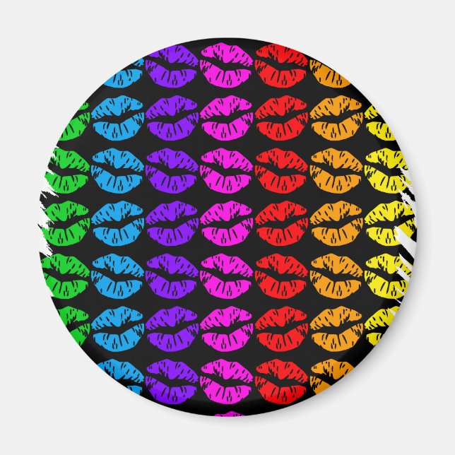 Rainbow Lips Pattern Magnet (Front)