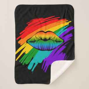 Rainbow Lips Sherpa Blanket