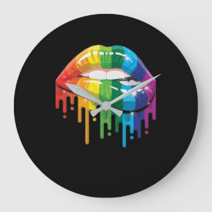 Rainbow Lipss Pride Gay Lesbian LGBT Gift Large Clock