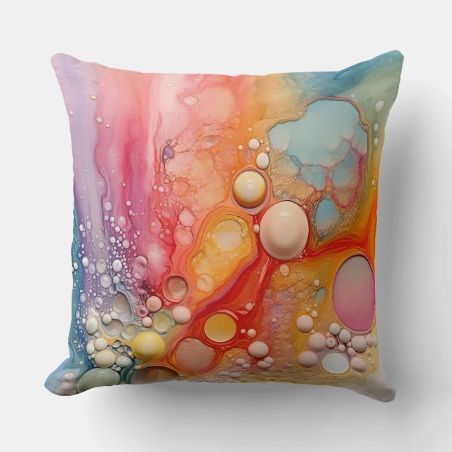 Rainbow Liquid Pour Cells Art Abstract Design  Cushion (Front)