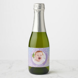 Rainbow Little Stars Kids Photo Birthday Party Sparkling Wine Label