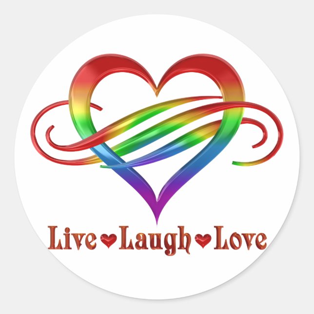 Rainbow Live Laugh Love Classic Round Sticker (Front)