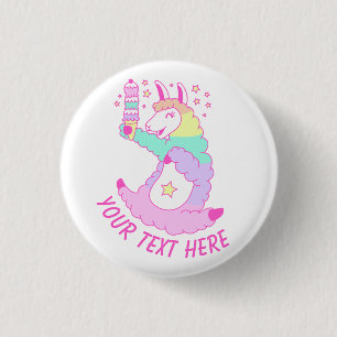 Rainbow Llama  3 Cm Round Badge