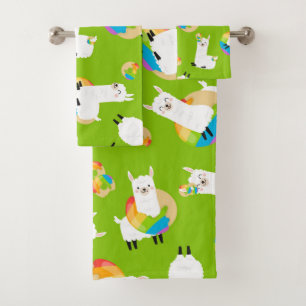 Rainbow Llama Doughnuts Kids Adorable Bath Towel S