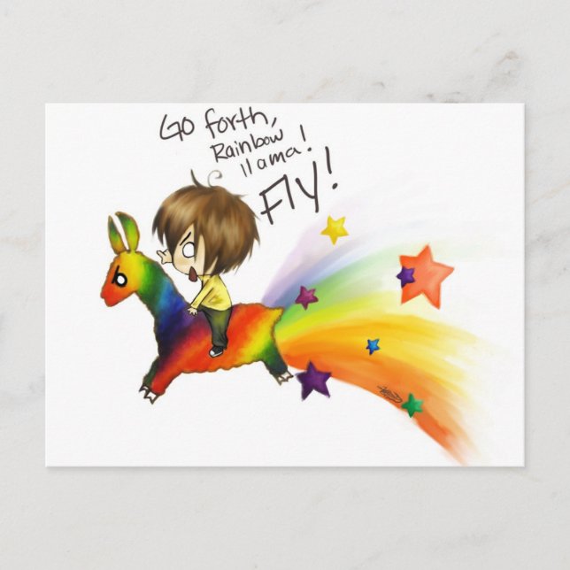 Rainbow Llama Postcard (Front)
