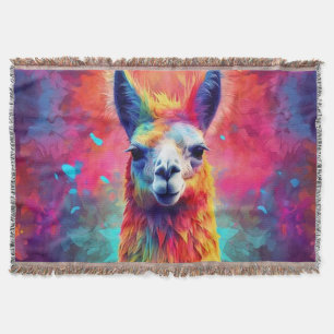 Rainbow Llama Throw Blanket