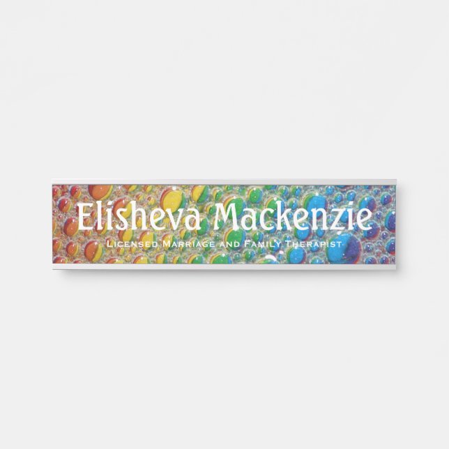 Rainbow LMFT Therapist Office Door Sign Name Plate (Front)
