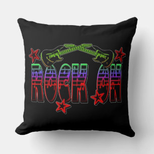 Rainbow Logo Rock On Guitars & Stars Cushion