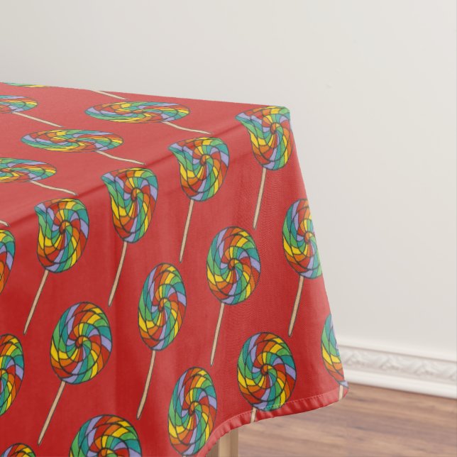 Rainbow Lollipop Candy Shop Birthday Pride Lolly Tablecloth (In Situ)