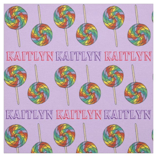 Rainbow Lollipop Lollipops Personalised Fabric (Swatch)
