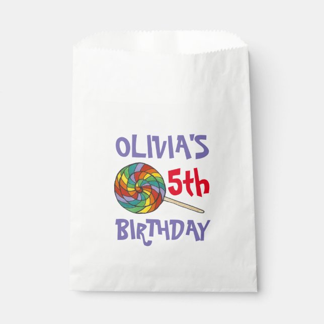 Rainbow Lollipop Sweet Candy Happy Birthday Party Favour Bag (Front)
