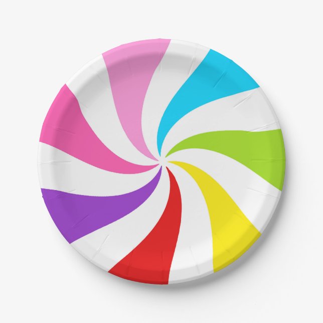 Rainbow Lollipop Swirl Paper Plate (Front)