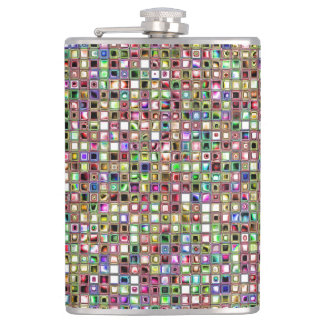 Rainbow 'Lollipop' Textured Mosaic Tiles Pattern Hip Flask