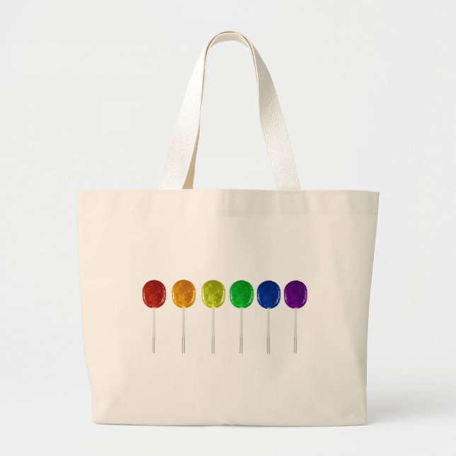 Rainbow Lollipops Large Tote Bag (Front)