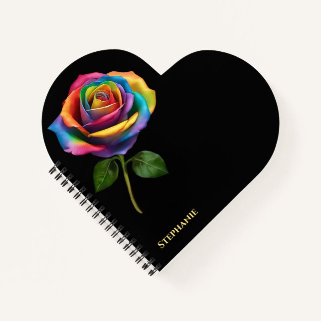 Rainbow Long Stem Rose- Notebook (Front)