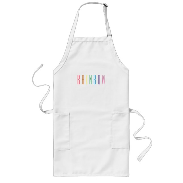 RAINBOW Long White Apron (Front)