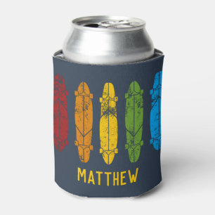 Rainbow Longboards Skateboards Personalised Can Cooler