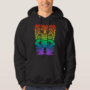 Rainbow Lono Hawaiian Tiki God Polynesian Tribal H Hoodie