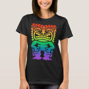 Rainbow Lono Hawaiian Tiki God Polynesian Tribal H T-Shirt