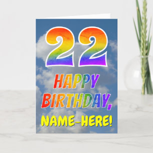 Rainbow Look "22" & "HAPPY BIRTHDAY", Clouds, Sky Card