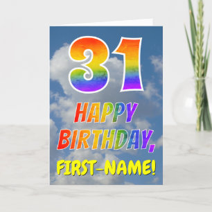 Rainbow Look "31" & "HAPPY BIRTHDAY", Clouds, Sky Card