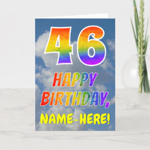 Rainbow Look "46" & "HAPPY BIRTHDAY", Clouds, Sky Card