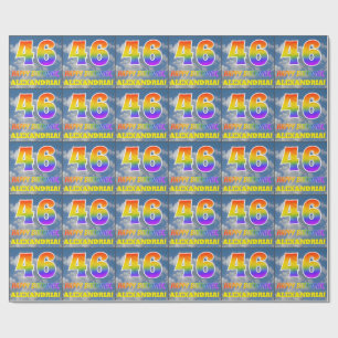 Rainbow Look "46" & "HAPPY BIRTHDAY", Clouds, Sky Wrapping Paper