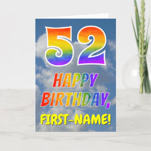 Rainbow Look "52" & "HAPPY BIRTHDAY", Clouds, Sky Card