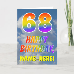 Rainbow Look "68" & "HAPPY BIRTHDAY", Clouds, Sky Card