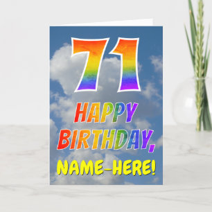 Rainbow Look "71" & "HAPPY BIRTHDAY", Clouds, Sky Card