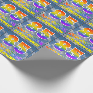 Rainbow Look "85" & "HAPPY BIRTHDAY", Clouds, Sky Wrapping Paper