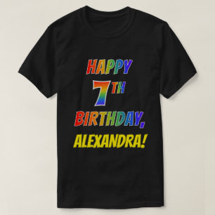 Rainbow Look HAPPY 7TH BIRTHDAY + Custom Name T-Shirt