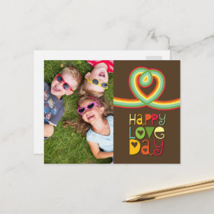 Rainbow Loopy Heart Colourful Valentine's Day Phot Holiday Postcard