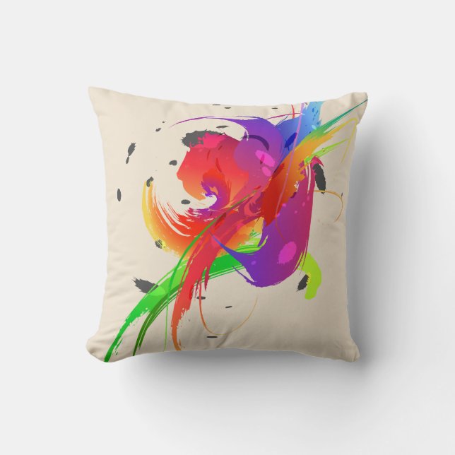Rainbow Lorikeet Abstract  Paint Splatters Cushion (Front)