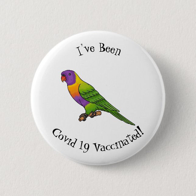 Rainbow lorikeet bird cartoon illustration  6 cm round badge (Front)