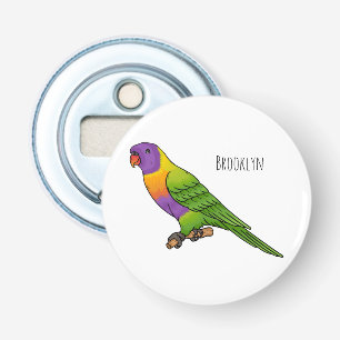 Rainbow lorikeet bird cartoon illustration bottle opener