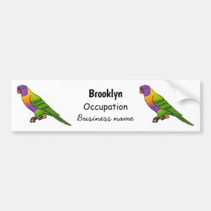 Rainbow lorikeet bird cartoon illustration bumper sticker
