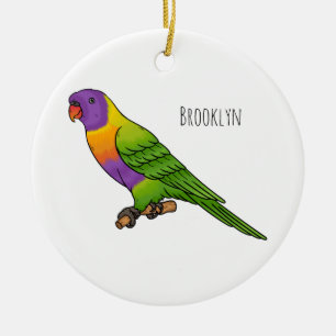 Rainbow lorikeet bird cartoon illustration ceramic ornament