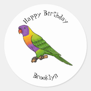 Rainbow lorikeet bird cartoon illustration classic round sticker