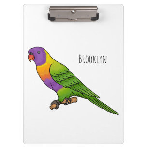 Rainbow lorikeet bird cartoon illustration clipboard