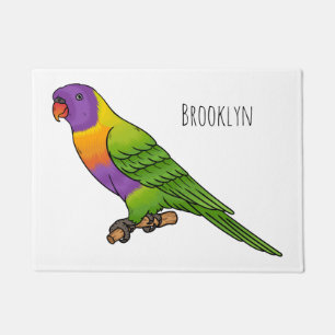 Rainbow lorikeet bird cartoon illustration  doormat