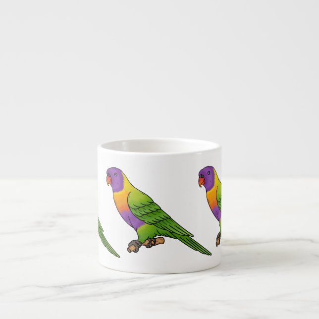 Rainbow lorikeet bird cartoon illustration  espresso cup (Front)