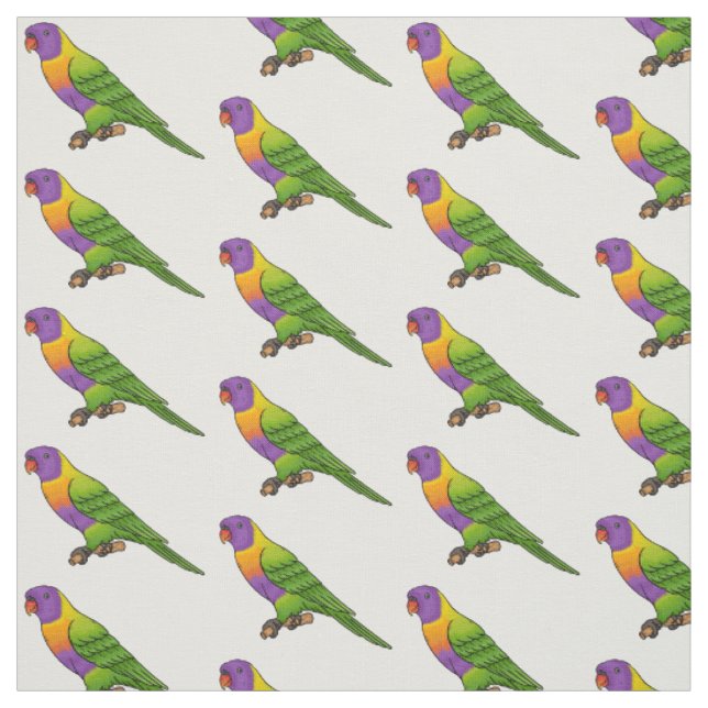 Rainbow lorikeet bird cartoon illustration  fabric (Swatch)