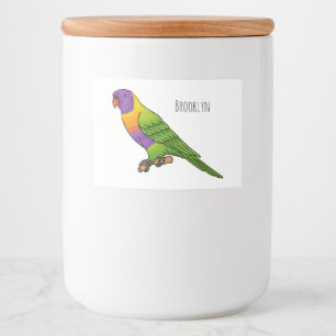 Rainbow lorikeet bird cartoon illustration food label