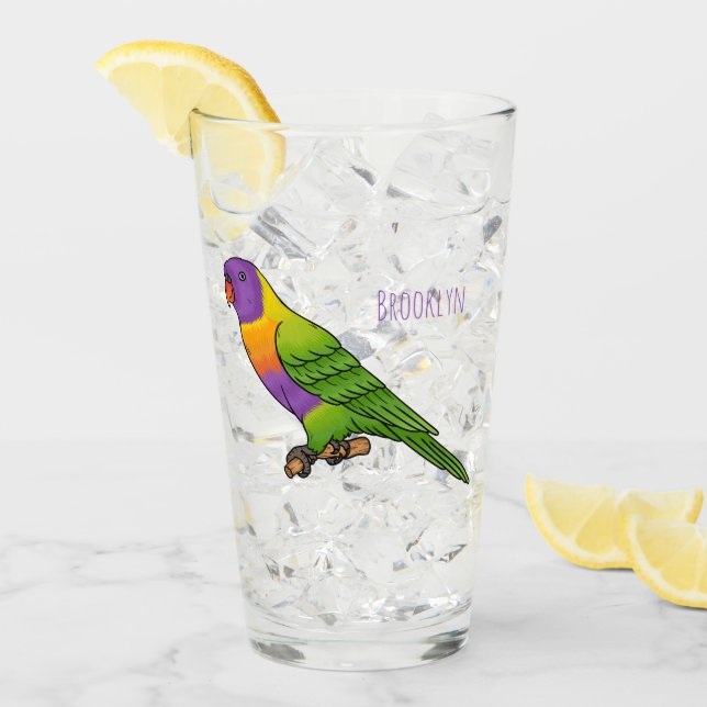 Rainbow lorikeet bird cartoon illustration  glass (Front Ice)